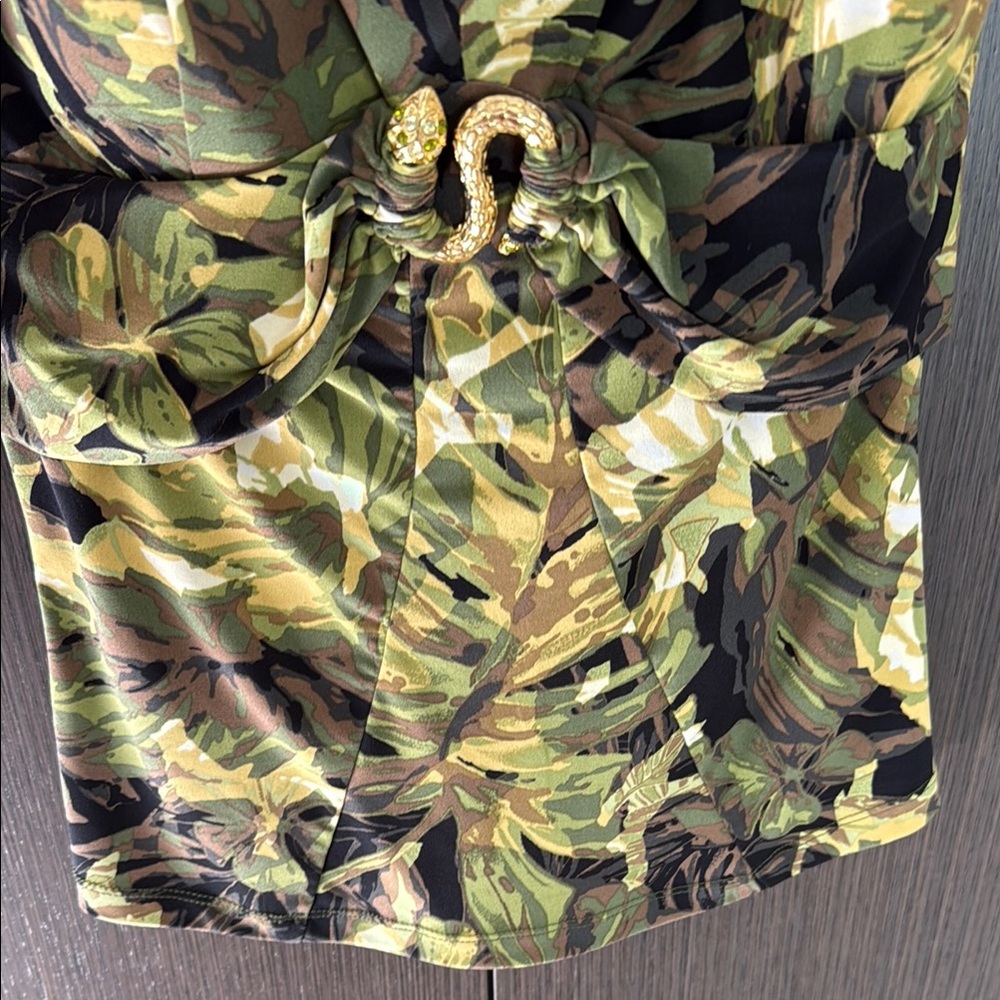 Cache Green and Yellow Fitted Tie Front Tank Top - Picture 16 of 17